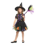 Vestido Fantasia Infantil Juvenil Halloween Bruxa Chapéu