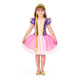 Vestido Fantasia Infantil Princesa Rapunzel Enrolados Luxo