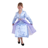Vestido Fantasia Luxo Princesa Elsa 2 Festa Azul Gelo Elza