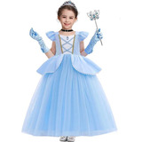 Vestido Fantasia Princesa Cinderela Clássico Luxo Infantil