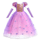 Vestido Fantasia Princesa Rapunzel Enrolados Festa Brilhante