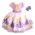 Vestido Fantasia Princesa Rapunzel Infantil + Tiara Luxo