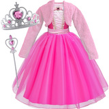 Vestido Fantasia Princesa Rosa Infantil Menina