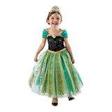 Vestido Fantasia Princesas Infantil Frozen Fever Ana (verde)