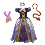 Vestido Fantasia Rapunzel Enrolados com Tranças
