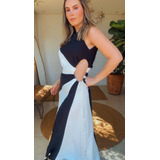 Vestido Farm Bicolor Longo