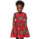 Vestido Feminino Africano Tradicional Redondo Curto Ankara Dashiki Vestido De Princesa Vestido De Festa Infantil Para Meninas Vermelho 3 4 Anos
