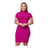 Vestido Feminino Canelado Gola