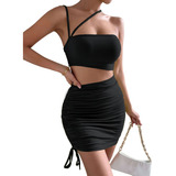 Vestido Feminino Curto Alcinha Canelado Justo Moda Gringa