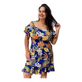 Vestido Feminino Curto Plus Size Tamanho Grande Estampado G2