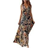 Vestido Feminino De Manga Comprida Floral Para Mulheres Gola Alta Chiffon Praia Cardigã Havaiano Maxi Vestido Longo 2025 H 194 Preto XGG
