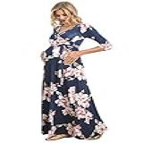Vestido Feminino De Maternidade HELLO MIZ Com Cinto E Envoltório Falso Feito Nos EUA Navy Floral Medium