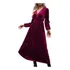 Vestido Feminino De Veludo Cor Sólida Manga Comprida C