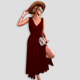 Vestido Feminino Envelope Midi