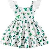 Vestido Feminino Evasê Verão Vazado Manga Renda Vestido De Verão Infantil Casual Bainha Babados Roupa Roupa 18 Meses A 8 Anos- St- Patrick- 2-3 Anos