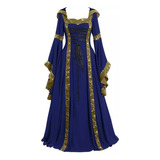 Vestido Feminino Gótico Medieval Vintage Lace