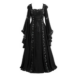 Vestido Feminino Gótico Medieval Vintage Lace Dress m