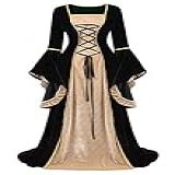 Vestido Feminino Kranchungel Renascentista Medieval Fantasia Irlandês Com Cadarço Sobre Vestido Longo Retrô Cosplay Preto X Large