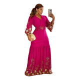 Vestido Feminino Longo Com Elastex Forrado