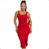 Vestido Feminino Longo Fenda
