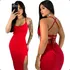 Vestido Feminino Longo Fenda Amarração Acinturado Modelador