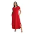 Vestido Feminino Longo Gola Redondo Corte Lateral Bolso Moda
