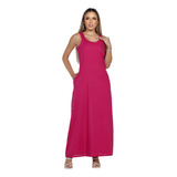 Vestido Feminino Longo Linho Clássico Verão