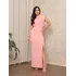 Vestido Feminino Longo Liso Elegante Forrado Detalhe Pences