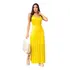 Vestido Feminino Longo Tricot  Forrado Alcinha Fenda Dupla