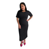 Vestido Feminino Longuete Fendas