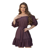 Vestido Feminino Marrom Curto