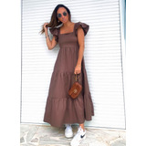 Vestido Feminino Midi Manga
