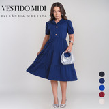 Vestido Feminino Midi Moda Evangélica Soltinho Confortável