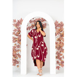 Vestido Feminino Mullet Manga Moda Plus Size Estampa Linda