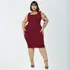 Vestido Feminino Plus Sise Midi Tubinho Decote Quadrado