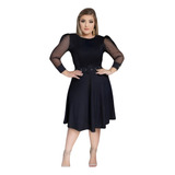 Vestido Feminino Pluz Size Tule Moda Evangelica Saia Godê