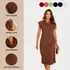 Vestido Feminino Tipo Camisa Sem Estampa Algodão Com Fenda