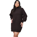 Vestido Feminino Tricot Amplo Elegante Tendencia Tr1762