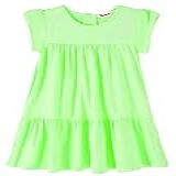 Vestido Feminino Youwon Manga Curta Cor Sólida Túnica Evasê Vestido Rodado Em Camadas 2-6 7-16- Turquoise- 1-2T