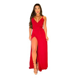 Vestido Fenda Longo Decote