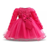 Vestido Festa Batismo Rosa