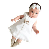 Vestido Festa Batizado Branco Infantil Bebê
