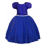 Vestido Festa Infantil Azul Menina Princesa Criança Abc