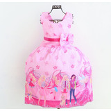 Vestido Festa Infantil Barbie Rosa Luxo