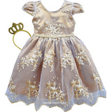 Vestido Festa Infantil Luxo Batizado Comunhão Daminha 1/16