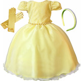 Vestido Festa Infantil Princesa Amarelo Luxo Menina Realeza