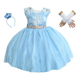 Vestido Festa Infantil Princesa Formatura Daminha Com Luvas