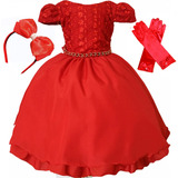 Vestido Festa Infantil Princesa Vermelho Luxo