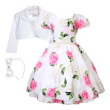Vestido Festa Infantil Verde Princesa Juvenil Tiara Bolero