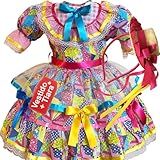 vestido festa junina caipira quadrilha infanil colorido numerico regular colorido